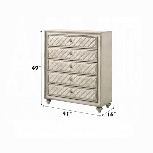 Acme Lucienne Beige Velvet Chest - Image 5