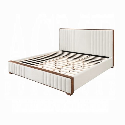 Acme Kaleea Beige Chenille & Walnut Bed - Image 2