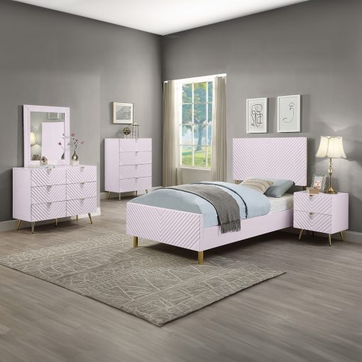 Acme Gaines Pink High Gloss Full Bed - Image 9