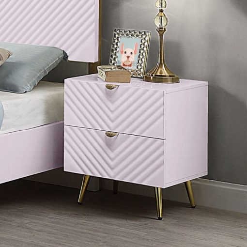 Acme Gaines Pink High Gloss Nightstand