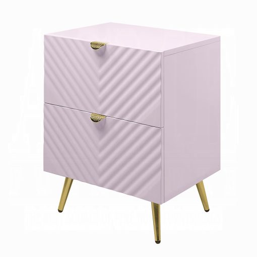 Acme Gaines Pink High Gloss Nightstand - Image 2
