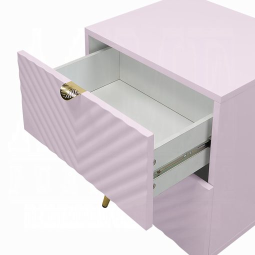 Acme Gaines Pink High Gloss Nightstand - Image 13
