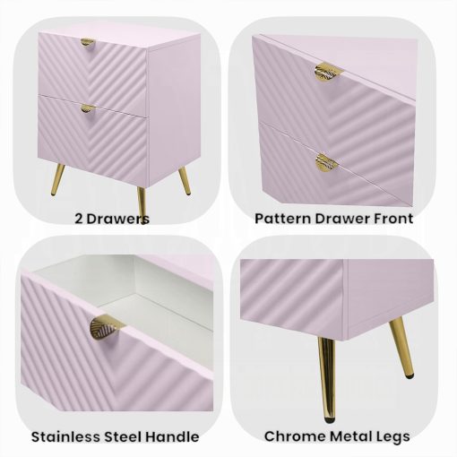Acme Gaines Pink High Gloss Nightstand - Image 5
