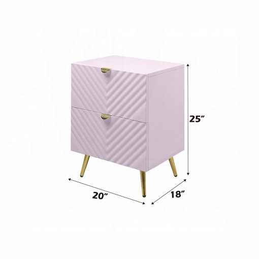 Acme Gaines Pink High Gloss Nightstand - Image 10