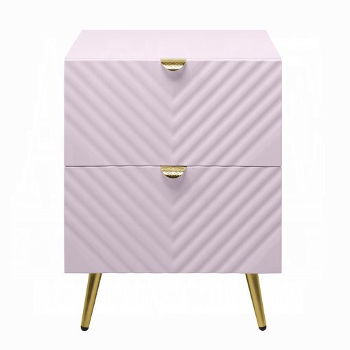 Acme Gaines Pink High Gloss Nightstand - Image 3