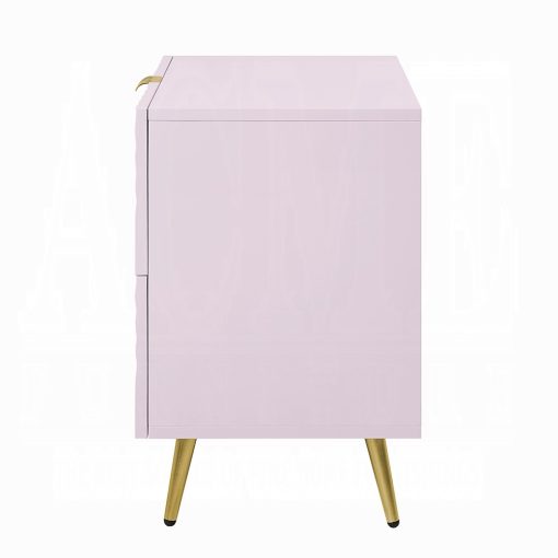 Acme Gaines Pink High Gloss Nightstand - Image 4