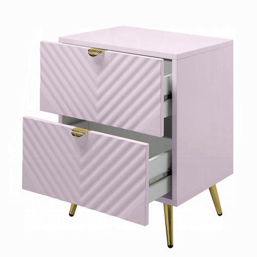 Acme Gaines Pink High Gloss Nightstand - Image 6