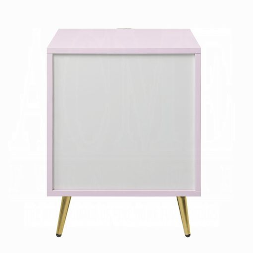 Acme Gaines Pink High Gloss Nightstand - Image 9