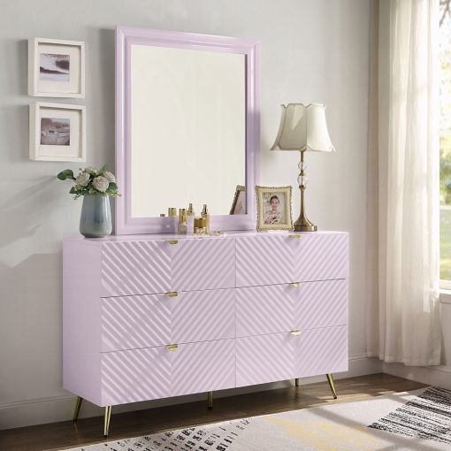 Acme Gaines Pink High Gloss Dresser - Image 14