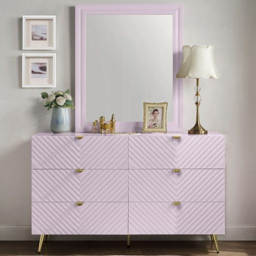 Acme Gaines Pink High Gloss Dresser - Image 15