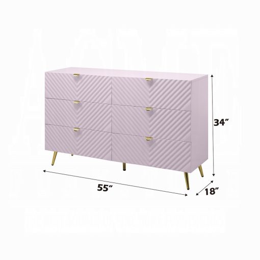 Acme Gaines Pink High Gloss Dresser - Image 6