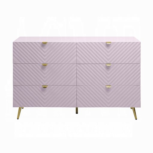 Acme Gaines Pink High Gloss Dresser - Image 3