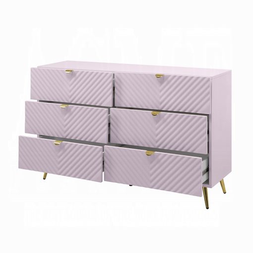 Acme Gaines Pink High Gloss Dresser - Image 4