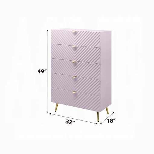 Acme Gaines Pink High Gloss Chest - Image 7