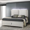 Acme Laveda Light Gray Boucle & Pearl White Bed w/LED