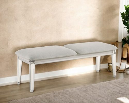 Acme Laveda Light Gray Boucle & Pearl White Bench