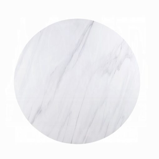 Acme Gerardo White Natural Composite Wood Marble Top & Weathered Espresso Dining Table - Image 3