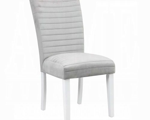Acme Elizaveta Gray Velvet, Faux Crystal Diamonds & White High Gloss Side Chair - Set of 2
