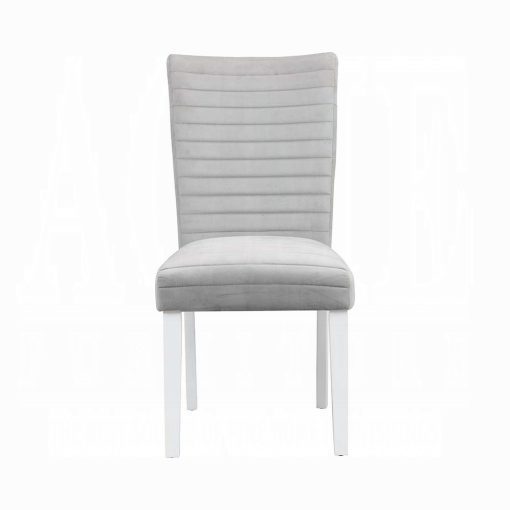 Acme Elizaveta Gray Velvet, Faux Crystal Diamonds & White High Gloss Side Chair - Set of 2 - Image 2