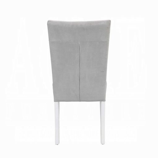 Acme Elizaveta Gray Velvet, Faux Crystal Diamonds & White High Gloss Side Chair - Set of 2 - Image 4