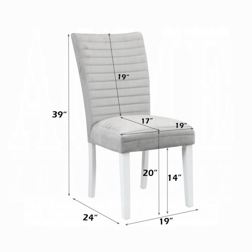 Acme Elizaveta Gray Velvet, Faux Crystal Diamonds & White High Gloss Side Chair - Set of 2 - Image 6