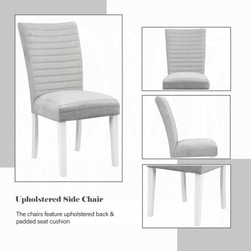Acme Elizaveta Gray Velvet, Faux Crystal Diamonds & White High Gloss Side Chair - Set of 2 - Image 7