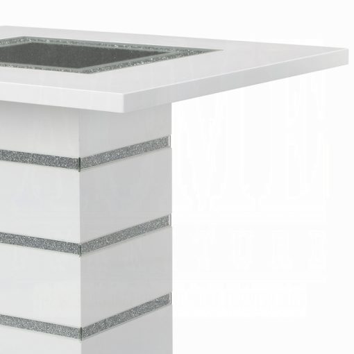 Acme Elizaveta Gray Velvet, Faux Crystal Diamonds & White High Gloss Counter Height Table with Pedestal Base - Image 5