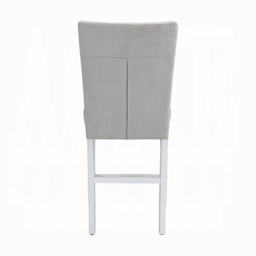 Acme Elizaveta Gray Velvet, Faux Crystal Diamonds & White High Gloss Counter Height Chair - Set of 2 - Image 5