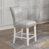 Acme Elizaveta Gray Velvet, Faux Crystal Diamonds & White High Gloss Counter Height Chair - Set of 2