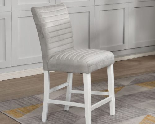 Acme Elizaveta Gray Velvet, Faux Crystal Diamonds & White High Gloss Counter Height Chair - Set of 2