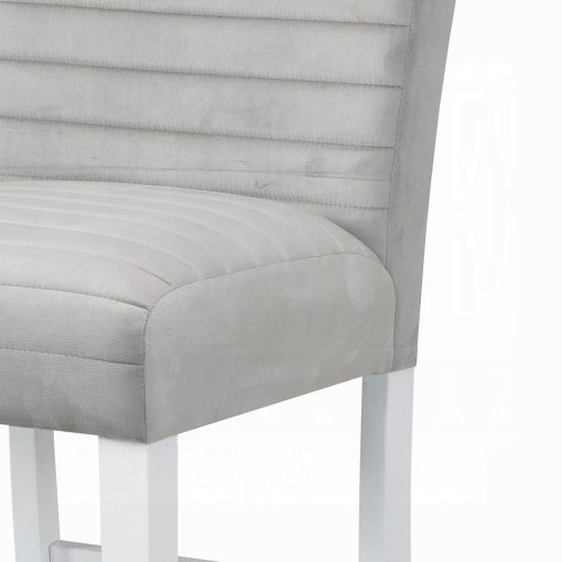 Acme Elizaveta Gray Velvet, Faux Crystal Diamonds & White High Gloss Counter Height Chair - Set of 2 - Image 6