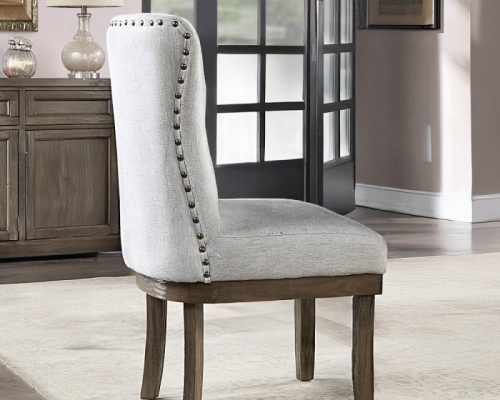 Acme Landon Gray Linen Side Chair - Set of 2