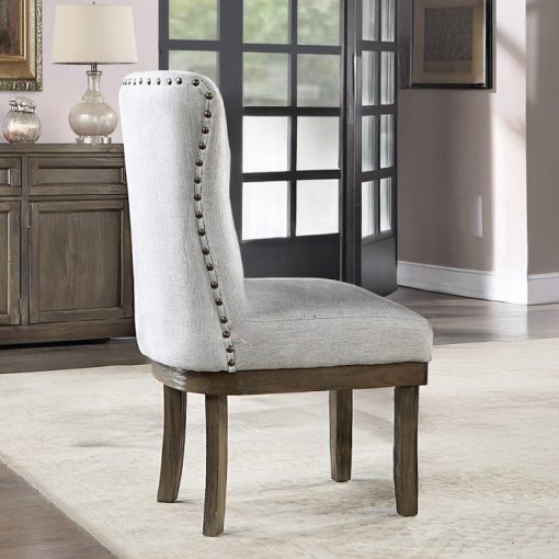 Acme Landon Gray Linen Side Chair - Set of 2