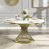 Acme Fallon Engineered Marble & Mirrored Gold Dining Table