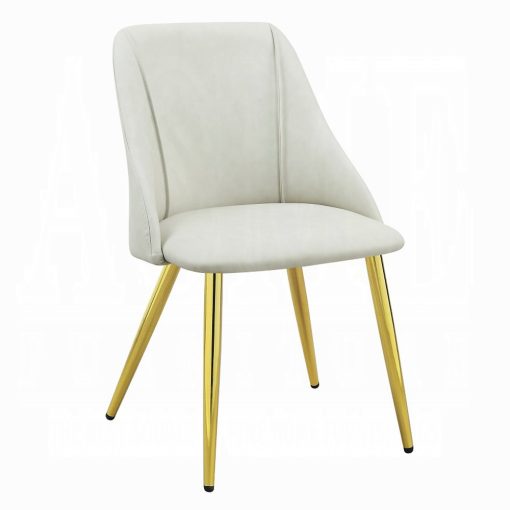 Acme Gaines White Synthetic Leather Side Chair Set of 2 - Image 2