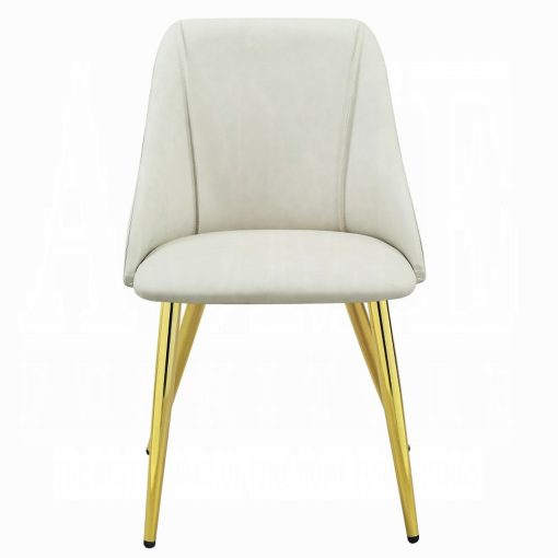 Acme Gaines White Synthetic Leather Side Chair Set of 2 - Image 3