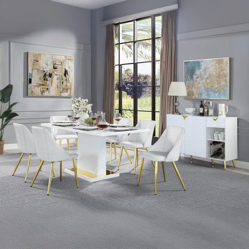 Acme Gaines White Synthetic Leather Side Chair Set of 2 - Image 8