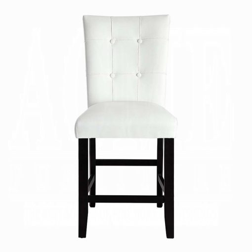 Acme Hussein White Synthetic Leather & Black Counter Height Chair - Set of 2 - Image 3