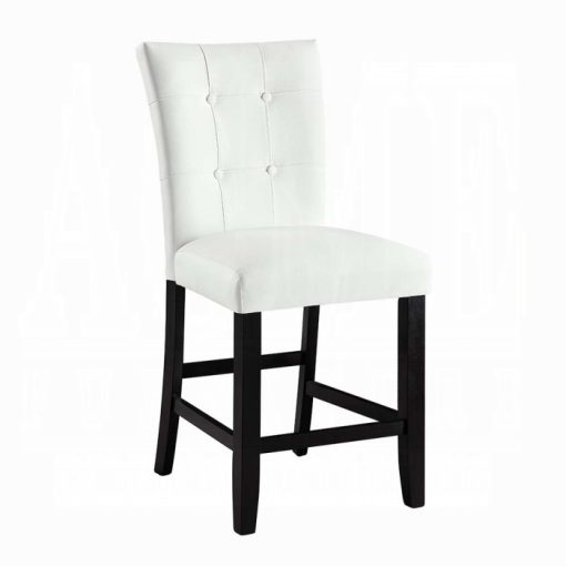 Acme Hussein White Synthetic Leather & Black Counter Height Chair - Set of 2 - Image 2