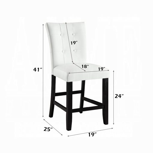 Acme Hussein White Synthetic Leather & Black Counter Height Chair - Set of 2 - Image 6