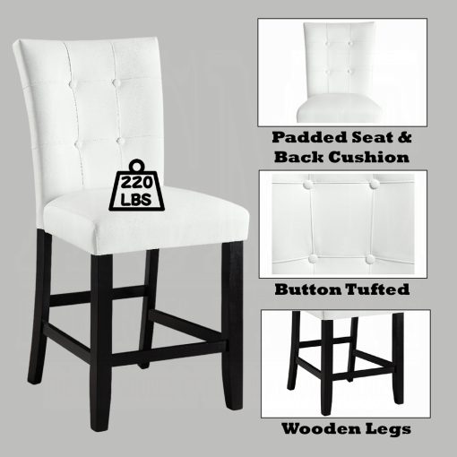 Acme Hussein White Synthetic Leather & Black Counter Height Chair - Set of 2 - Image 7