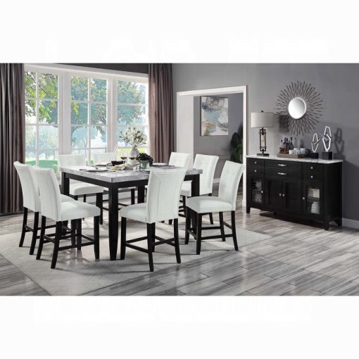 Acme Hussein White Synthetic Leather & Black Counter Height Chair - Set of 2