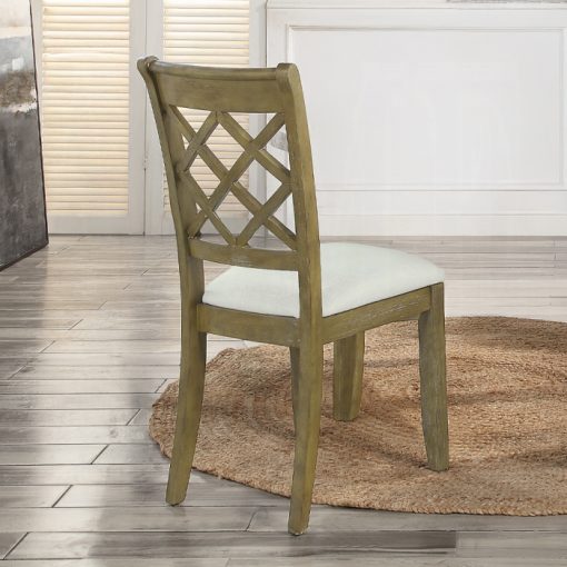 Acme Karsen Beige Linen & Rustic Oak Side Chair - Set of 2