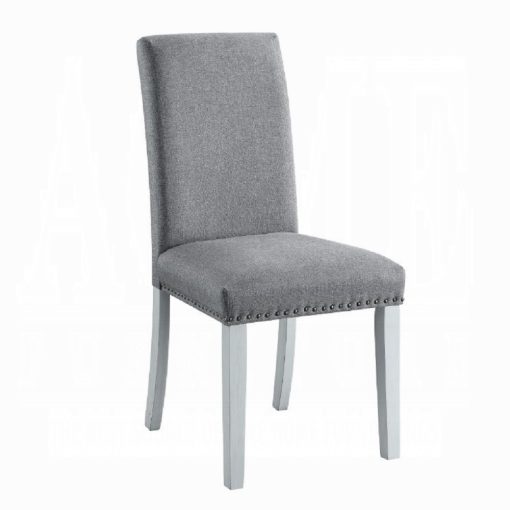 Acme Lanton Gray Linen & Antique White Side Chair - Set of 2 - Image 2