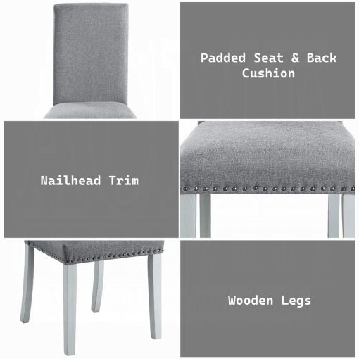 Acme Lanton Gray Linen & Antique White Side Chair - Set of 2 - Image 9