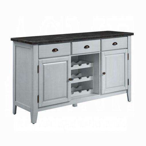 Acme Lanton Natural Marble Top & Antique White Server - Image 2