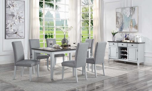 Acme Lanton Natural Marble Top & Antique White Server - Image 5