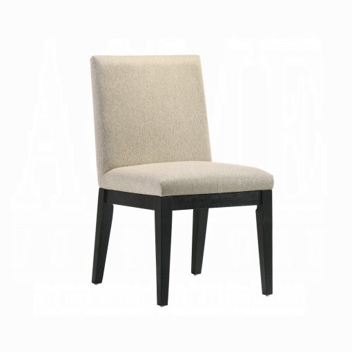Acme Froja Beige Fabric & Black Side Chair - Set of 2 - Image 2