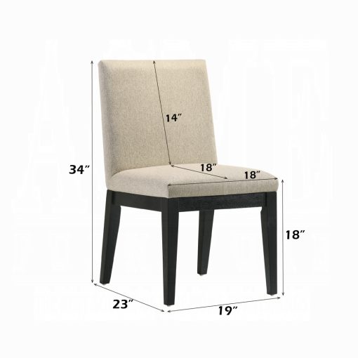 Acme Froja Beige Fabric & Black Side Chair - Set of 2 - Image 7