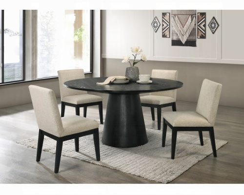 Acme Froja Beige Fabric & Black Side Chair - Set of 2